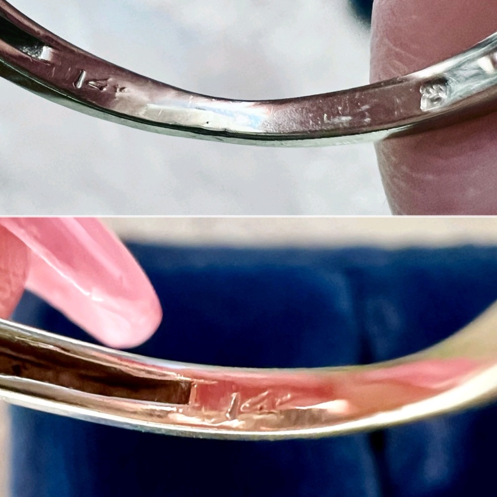 ❌SOLD❌ Vintage Aquamarine Diamond Ring Solid 14K Gold White Gold Emerald cut - Picture 10 of 17